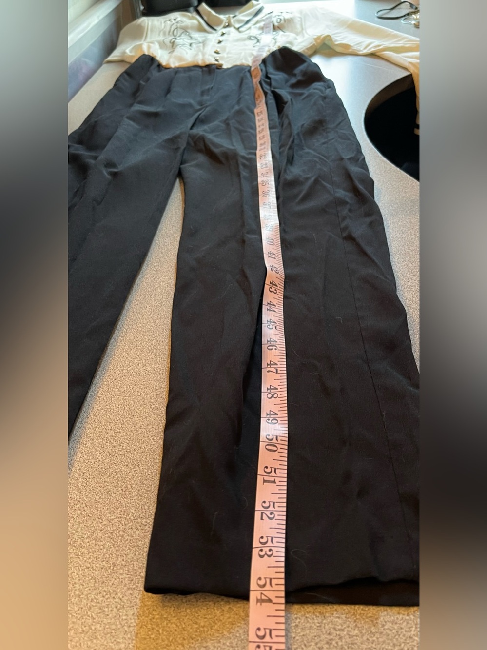 Kim Kelly Petite Black & Cream Embroidered Jumpsuit Size 6P - Picture 13 of 15